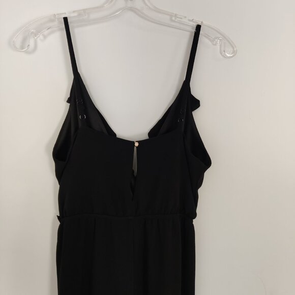 Revamped Women's Jumpsuit Size M Black Surplice Ruffles Summer Party Elegant - Picture 5 of 11